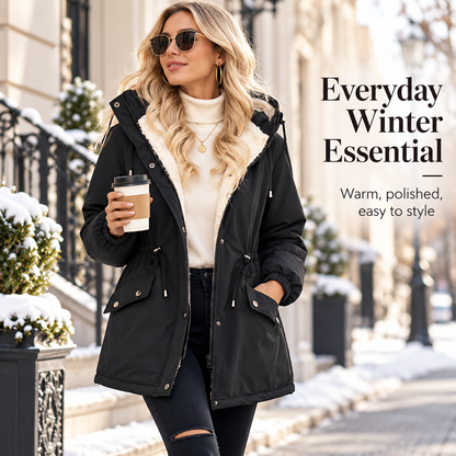 Women's Sherpa-Lined Hooded Winter Parka （Black）