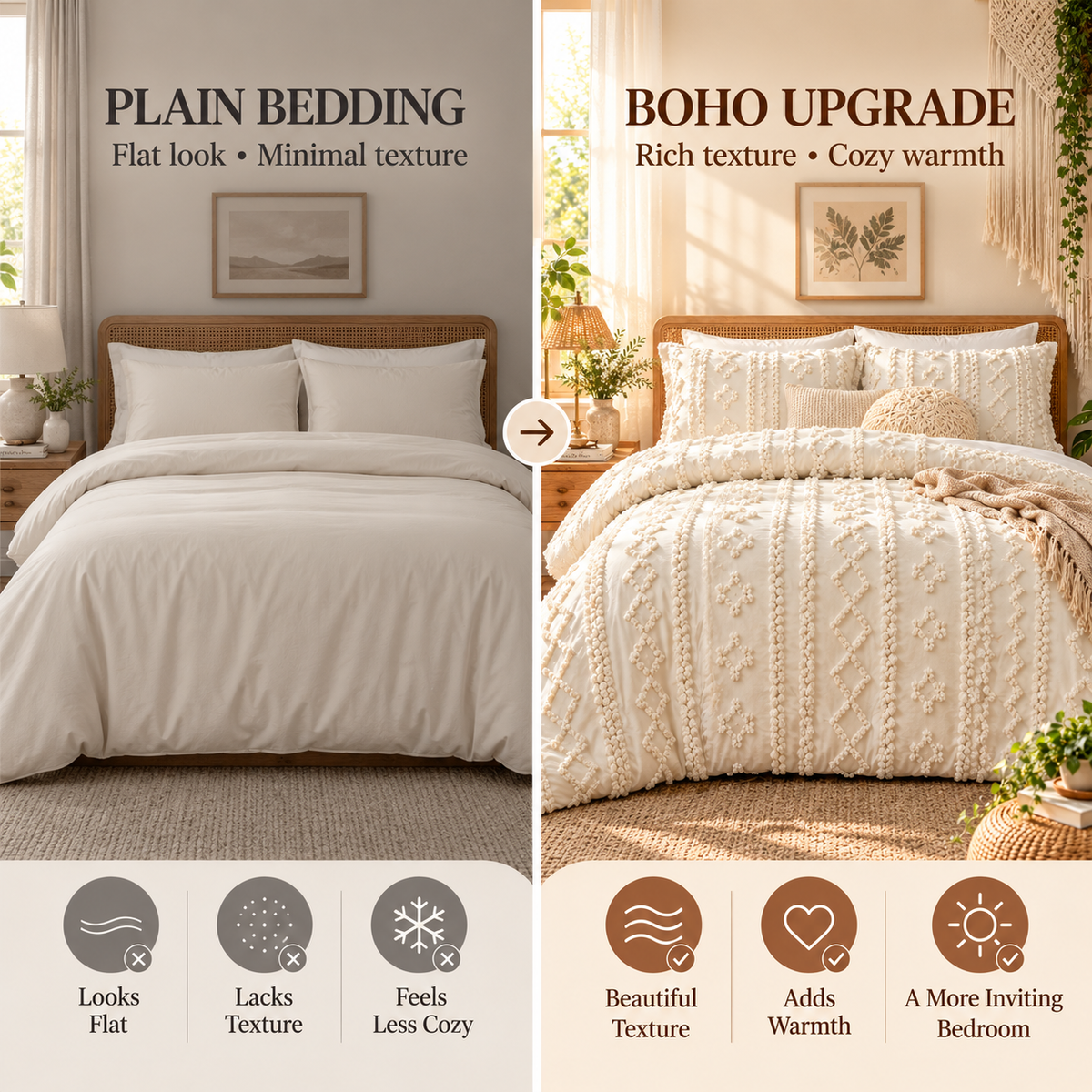 Boho Tufted Embroidery Comforter Set
