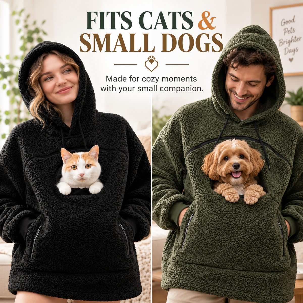 🐾 Unisex Cozy Sherpa Pet Pouch Hoodie for Cats & Small Dogs