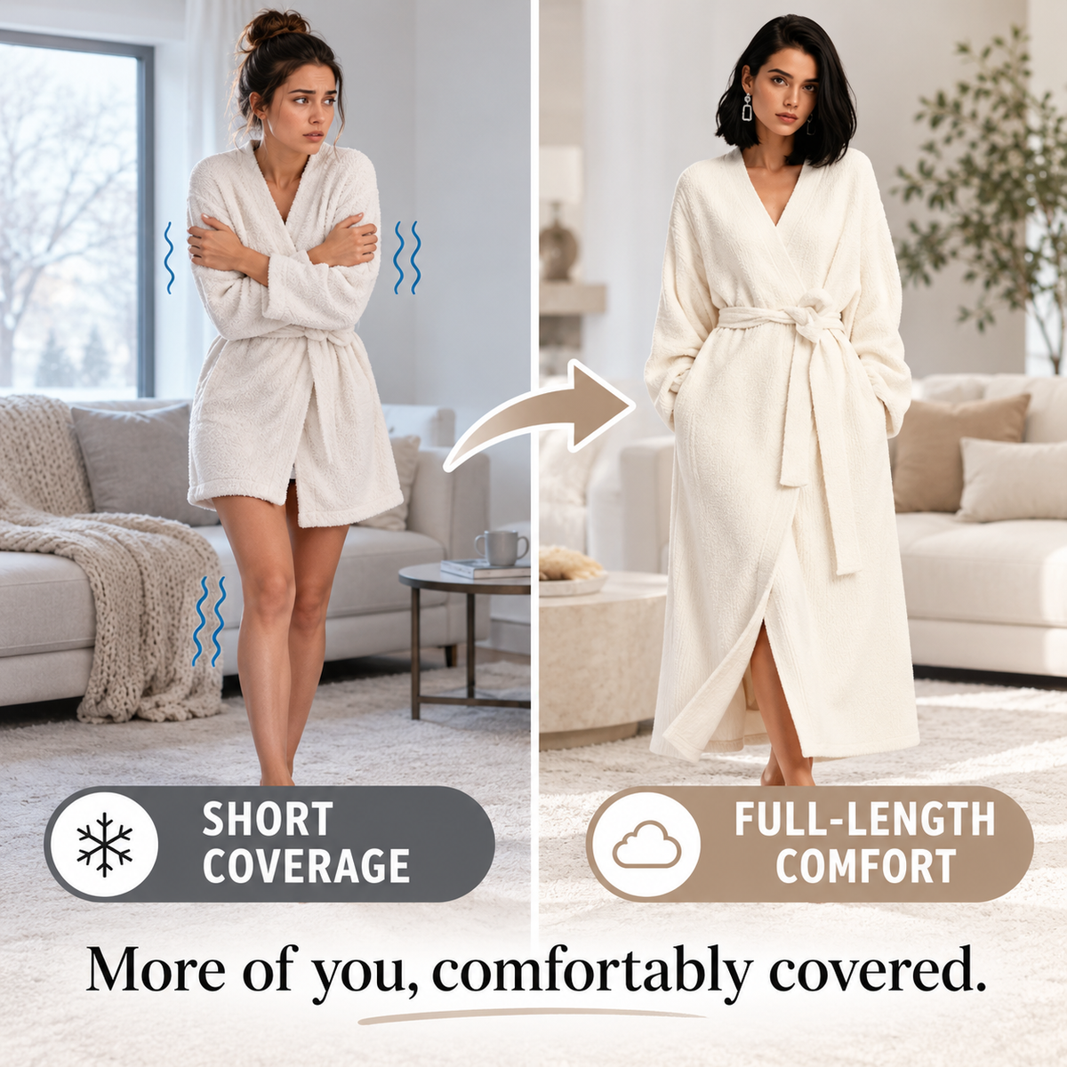 Women’s Long Fleece Robe – Soft Cozy Wrap Loungewear