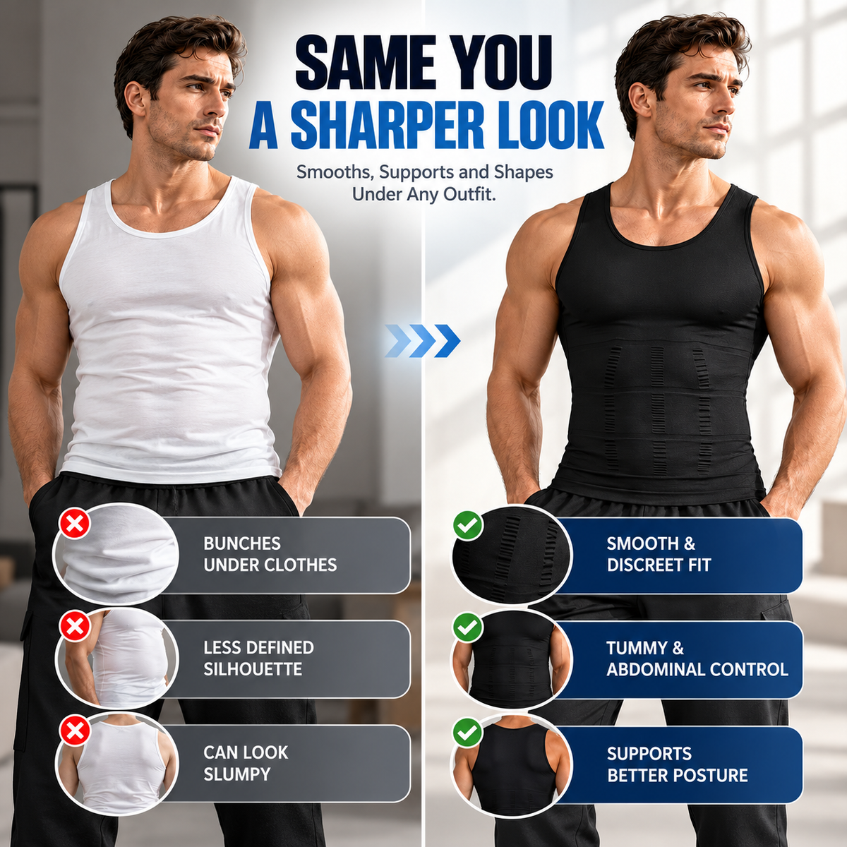 2/3/4Pack Menswear Compression Tank Top,tummy & Abdominal Control Body Shaper Trainer Vest