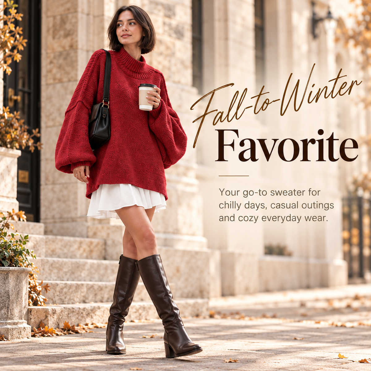🍂 Oversized Batwing Sleeve Knit Sweater – Effortless Fall Style! 💕