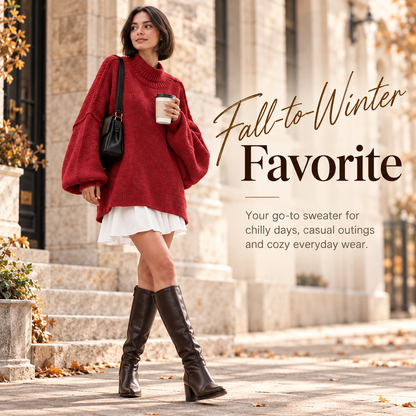 🍂 Oversized Batwing Sleeve Knit Sweater – Effortless Fall Style! 💕