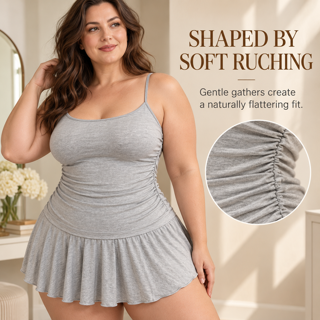 Women’s Soft Stretch Cami & Flared Mini Skirt 2-Piece Lounge Set
