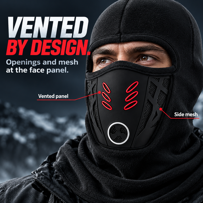 ❄️ Winter Fleece Balaclava with Vented Face Panel & Extended Neck Coverage