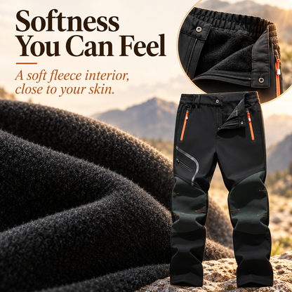 🏔️ Men's Thermal Fleece Waterproof Softshell Hiking Pants | Heavy-Duty Winter Cargo