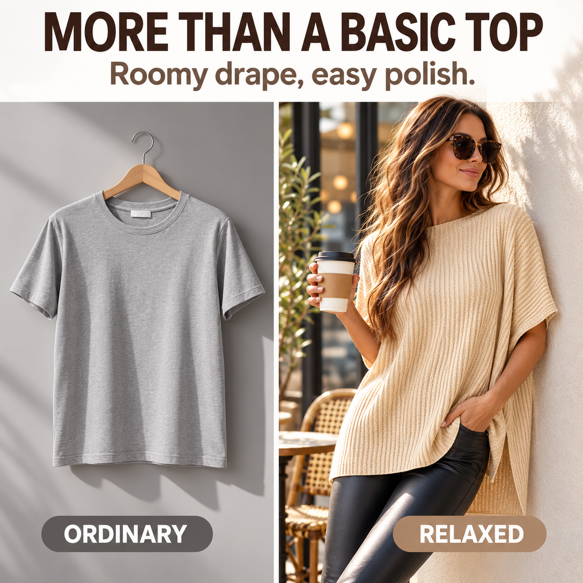 Women’s Ribbed Knit Batwing Top