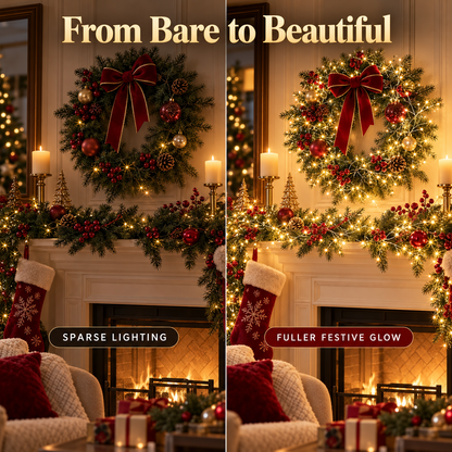 Warm White Christmas String Lights – 8 Modes, Remote & Timer