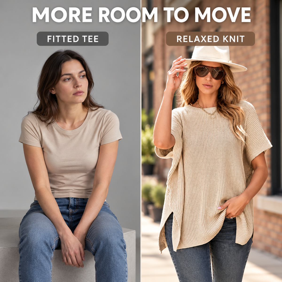 Women's Casual Oversized Solid Cotton Knit Pullover Top
