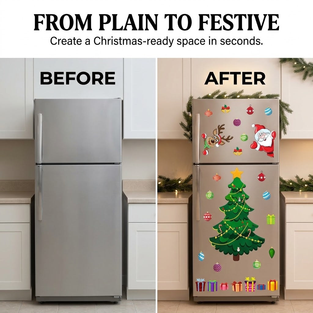 Christmas Magnetic Fridge Decorations Set – Reusable Holiday Magnets for Refrigerator & Metal Surfaces