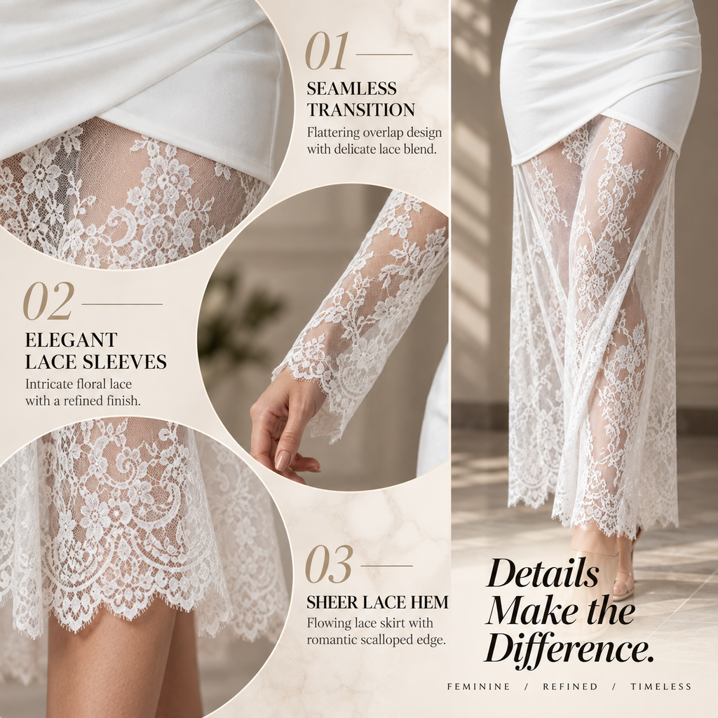 Sheer Lace Elegance Mock-Neck Bodycon Maxi Dress