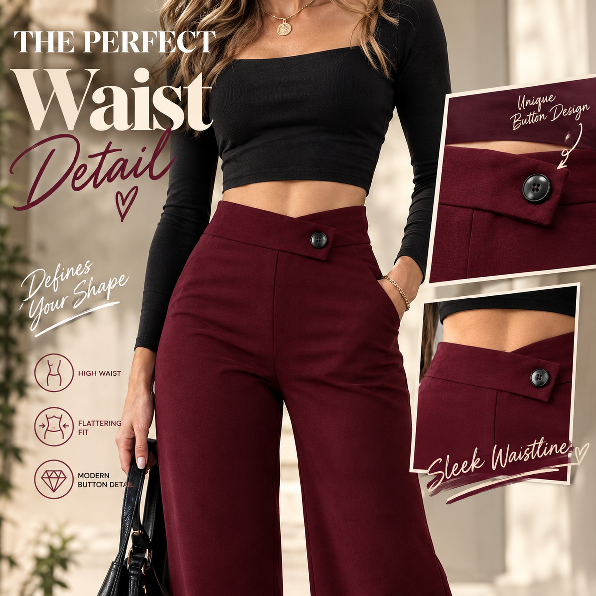 High Waist Wide Leg Pants - Elegant & Comfortable Casual Trousers