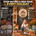 Interchangeable Front Door Welcome Sign Set with Seasonal Holiday Seasonal Icons