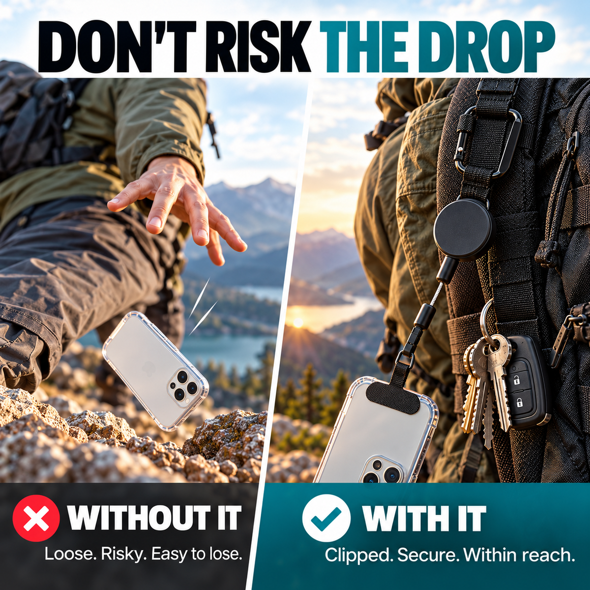 Retractable Steel Tether with Locking Carabiner – Secure Your Phone, Keys & Essentials Anywhere