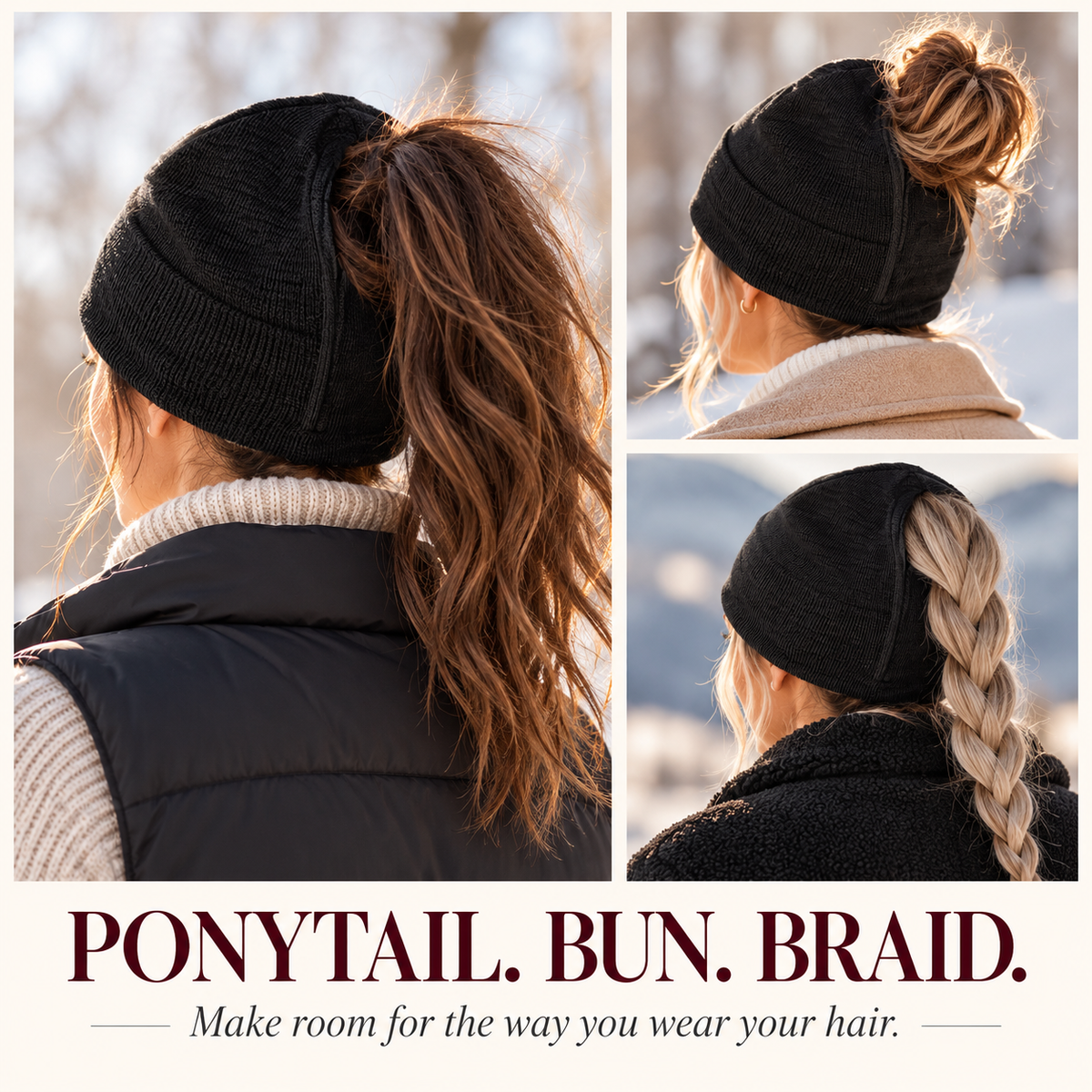 ❄️ Women’s Winter Knit Ponytail Beanie with Magnetic Opening