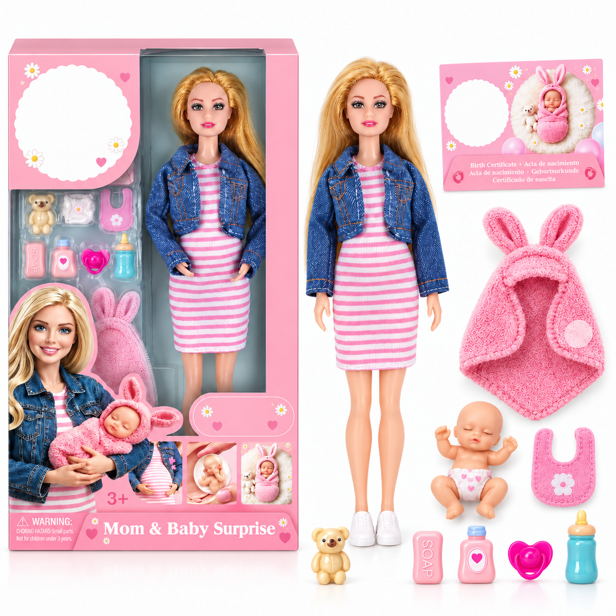 🎀 Mom & Newborn Baby Surprise Toy Set | Interactive Caring Play Set for Kids Ages 3+ ⭐