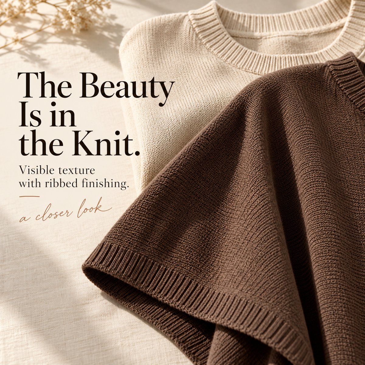 Everyday Relaxed Batwing Knit Sweater - Round Neck Oversized Pullover