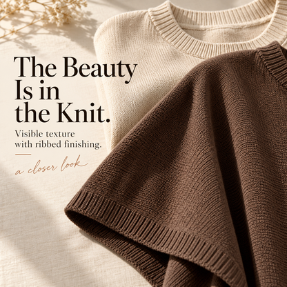 Everyday Relaxed Batwing Knit Sweater - Round Neck Oversized Pullover