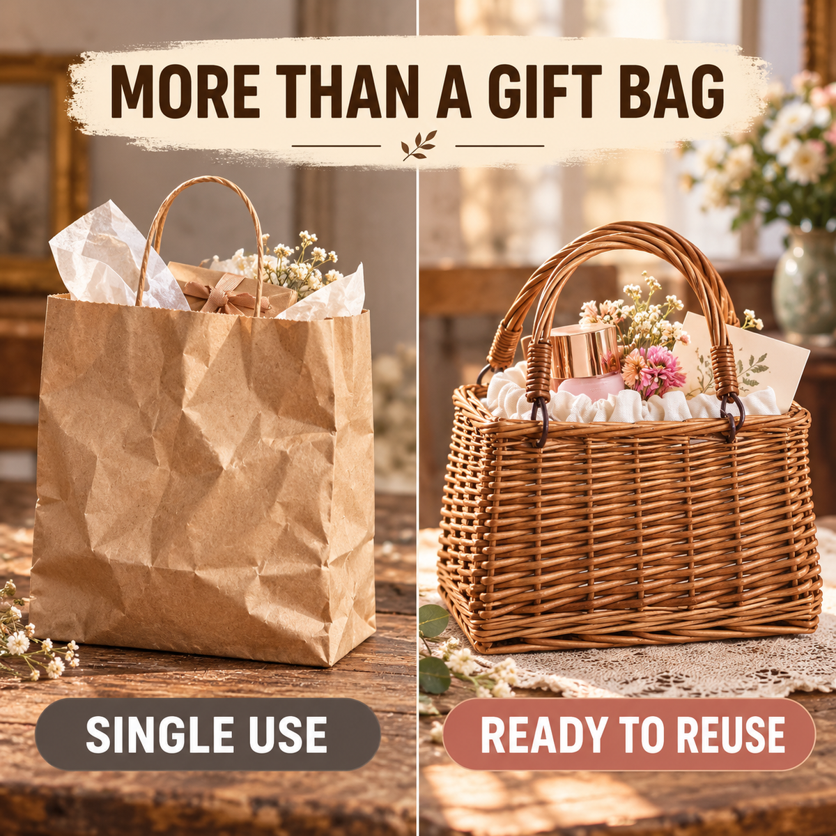 Rattan Wicker Gift Basket – DIY Decorative Handbag
