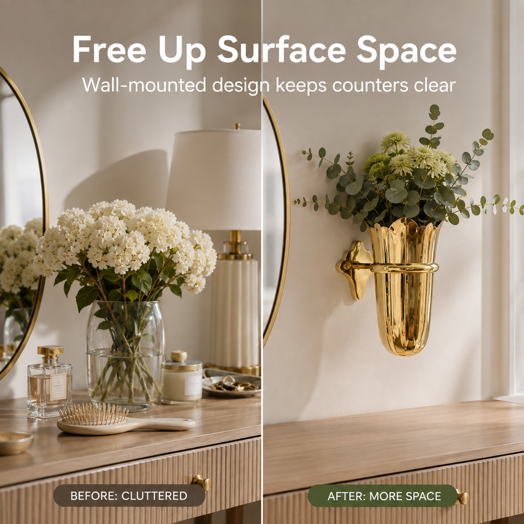 Luxury Gold Wall-Mounted Floral Vase