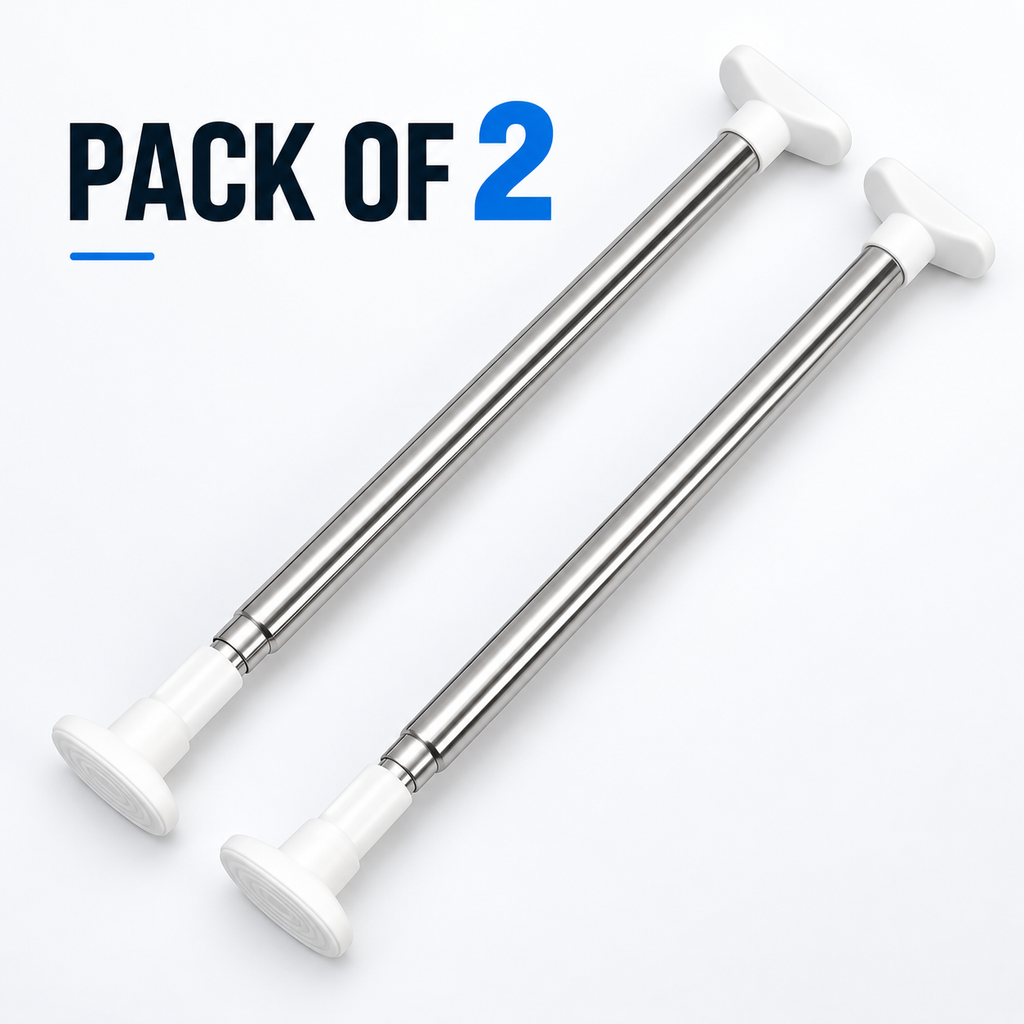 🛠️ Adjustable No-Drill Tension Rod for Closets, Bathrooms & Small Spaces