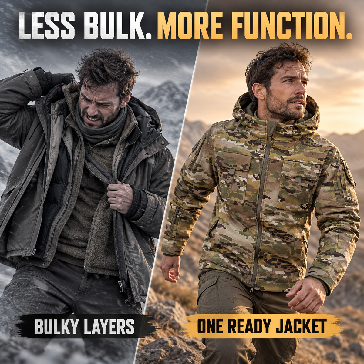 🧥Men's Waterproof Outdoor Fleece-Lined Hooded Jacket with 9 Pockets🧥