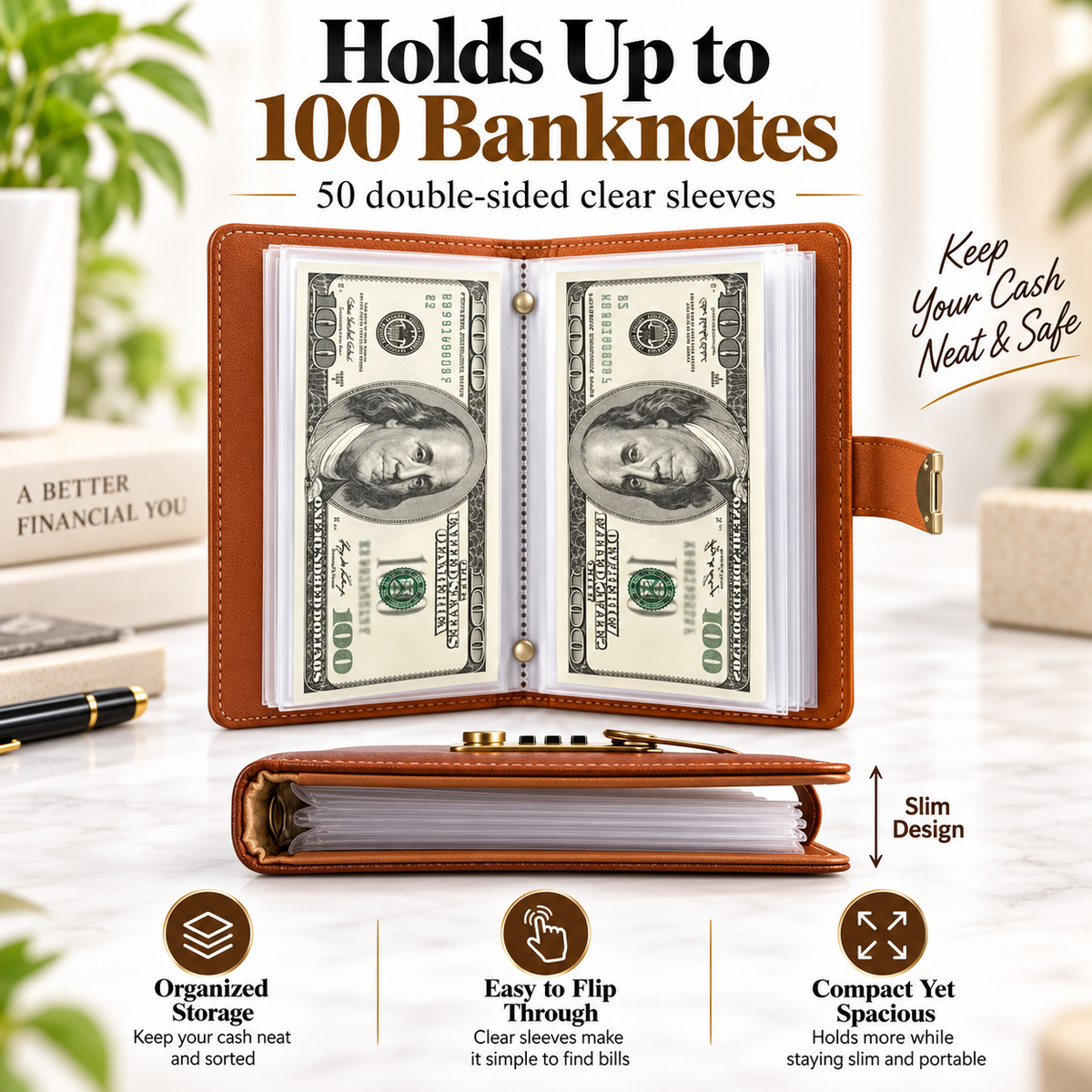 A6 Cash Savings Binder with 3-Digit Combination Lock