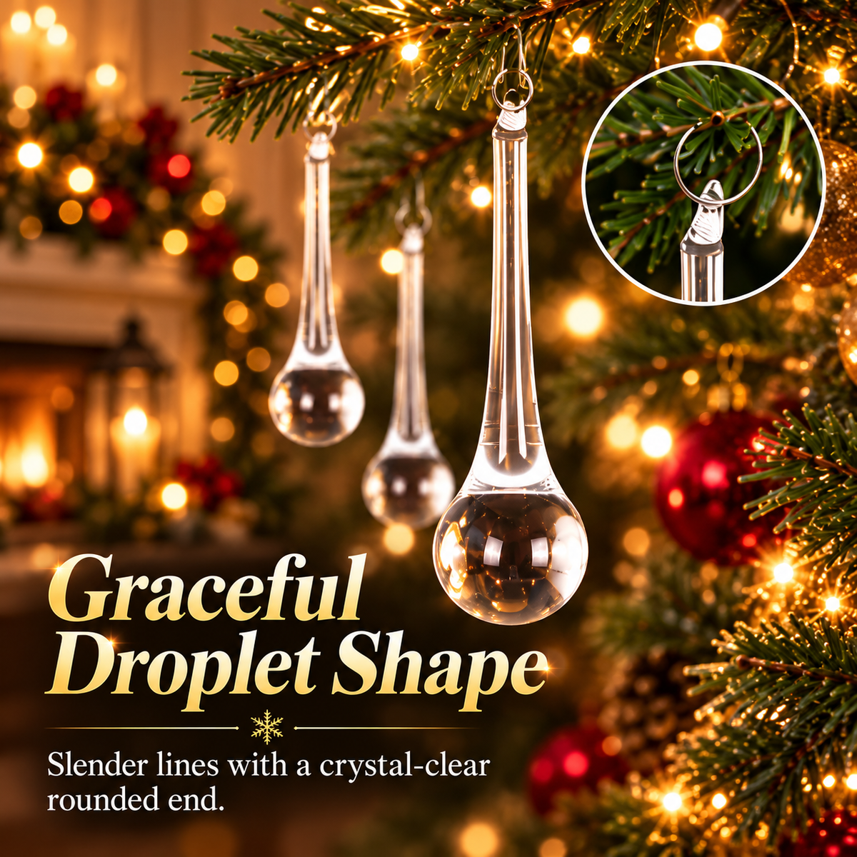 🎄50 PCS Crystal Teardrop Christmas Ornaments – Add Sparkle to Your Holidays!✨