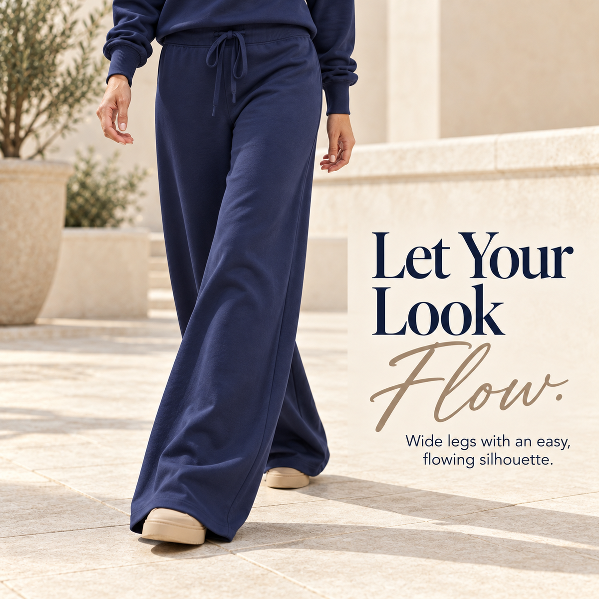 Women's 2-Piece Off-Shoulder Lounge Set – Wide Leg Pants & Sweatshirt