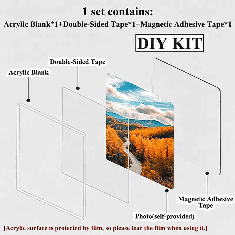 📸 Freeze Your Beautiful Memories | 10pcs Clear Acrylic Magnetic DIY Photo Frames for Fridge ✨
