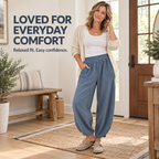 Womens Baggy Wide Leg Pants Relaxed Palazzo Harem Pants Elastic Waist with Pockets