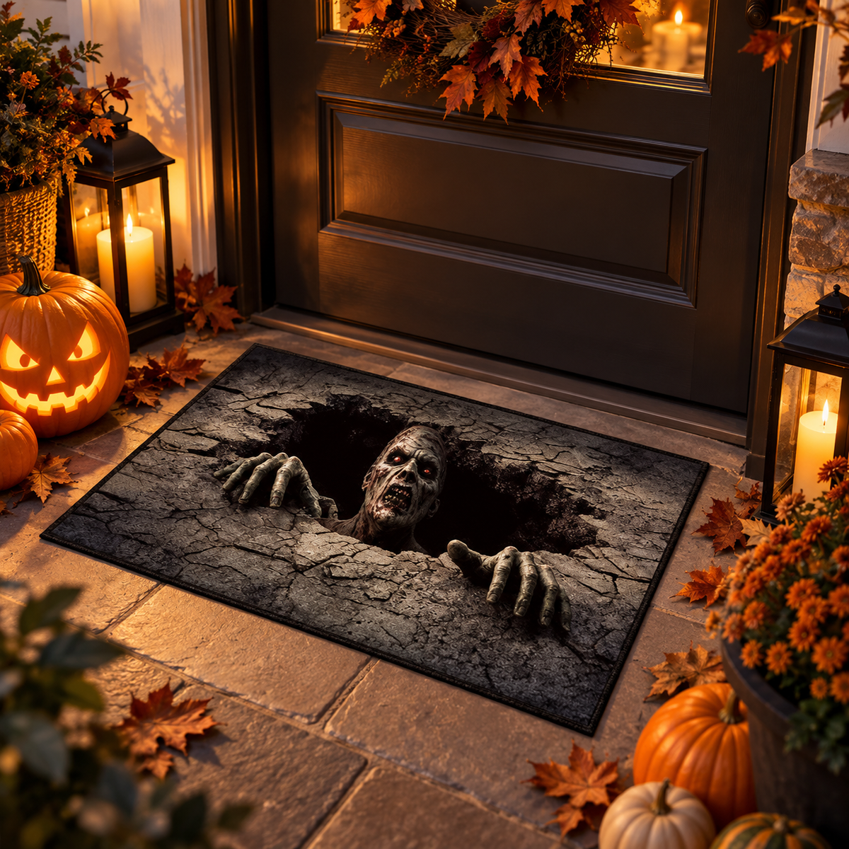 💀 3D Halloween Rug, Spooky Optical Illusion Skeleton Rug🎃