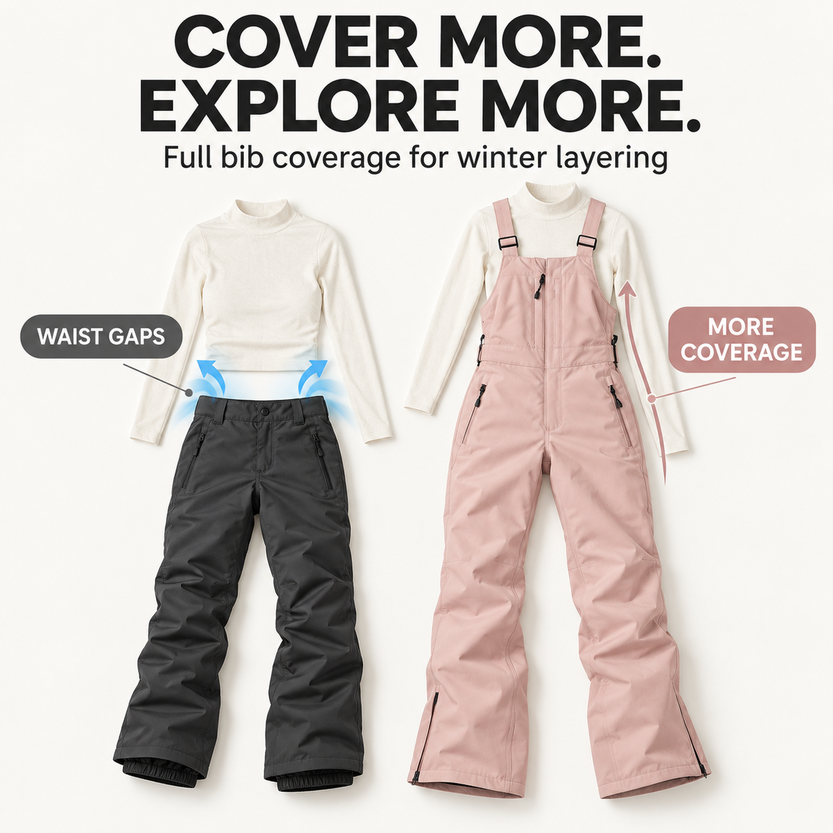Women’s Waterproof Insulated Ski Bibs – Warm, Adjustable & Snow-Ready