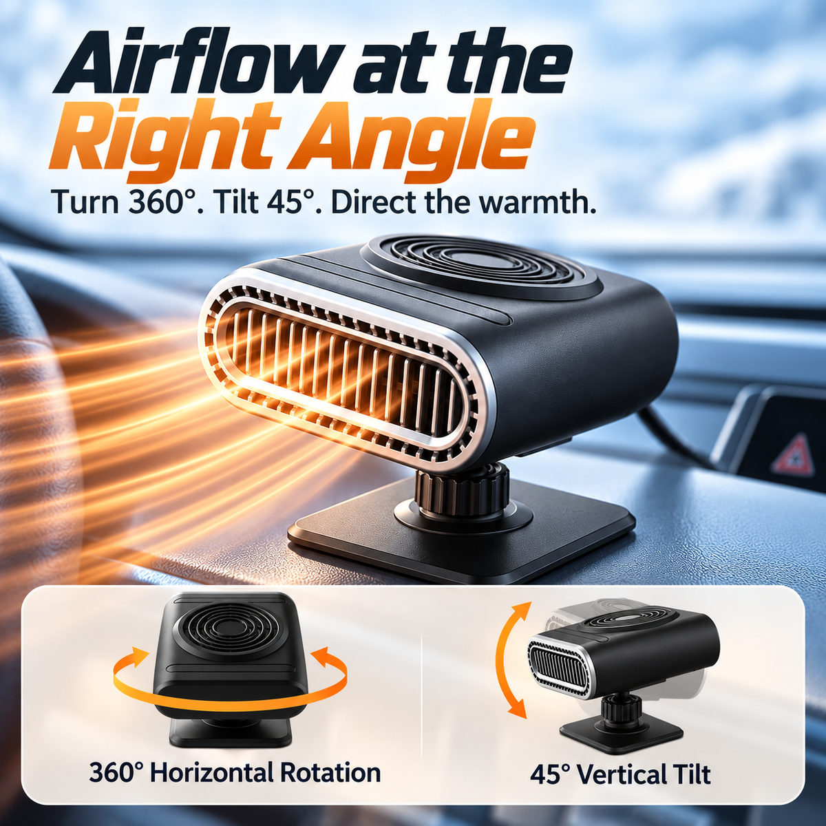 🚗 12V Portable Car Heater & Windshield Defogger – Adjustable Airflow, Heat & Fan Modes for Compatible Cars & Trucks