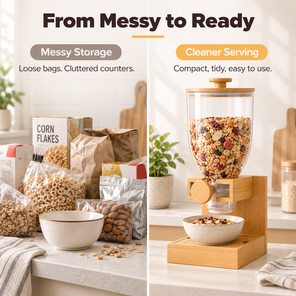 Bamboo Cereal Dispenser Countertop