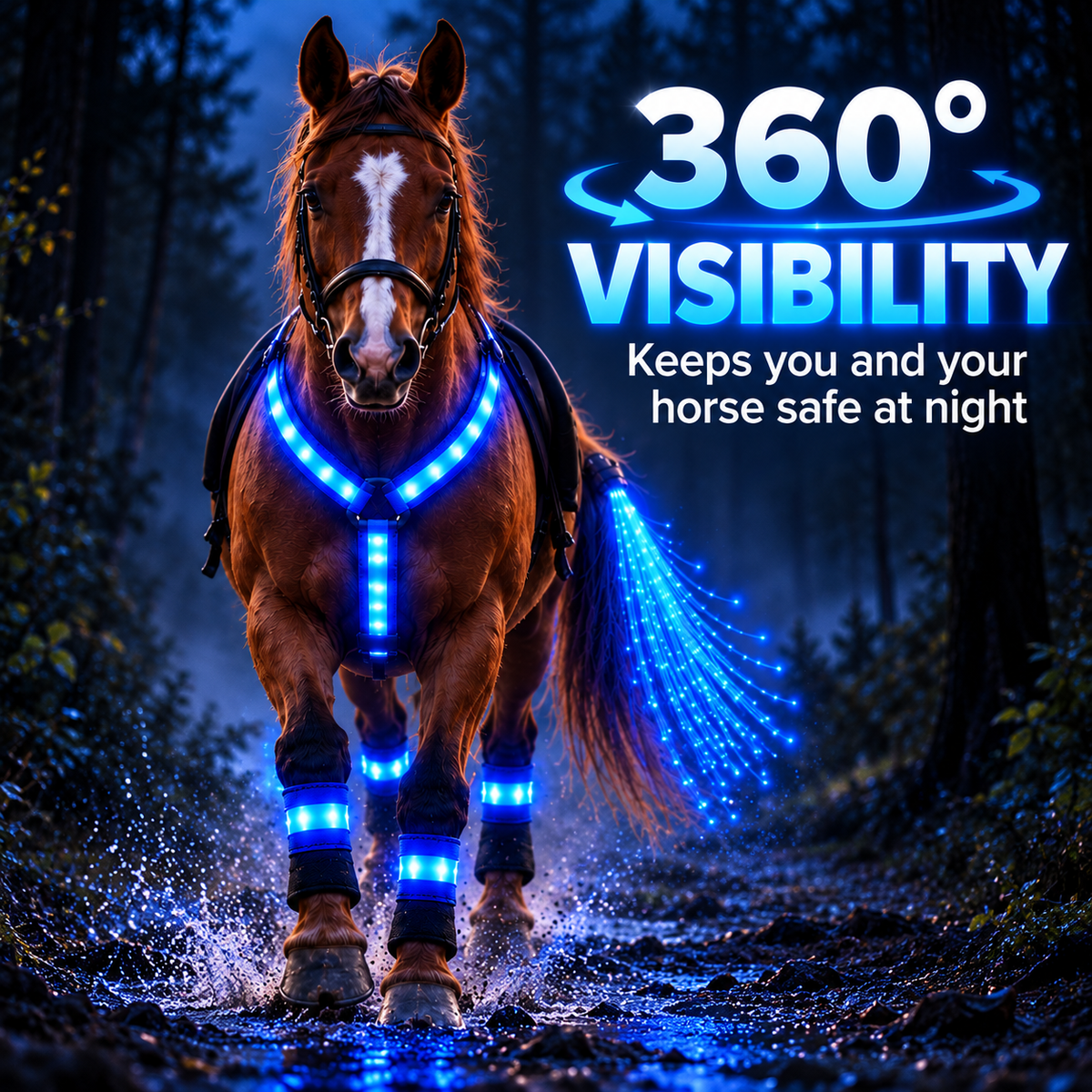 🐎LED Light-Up Horse Harness & Fiber-Optic Tail Accessory Set🌙