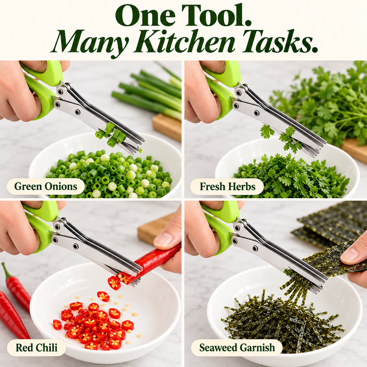 🌿 Professional Multi-Blade Herb Scissors Set  – Includes FREE Cleaning Comb! ✂️