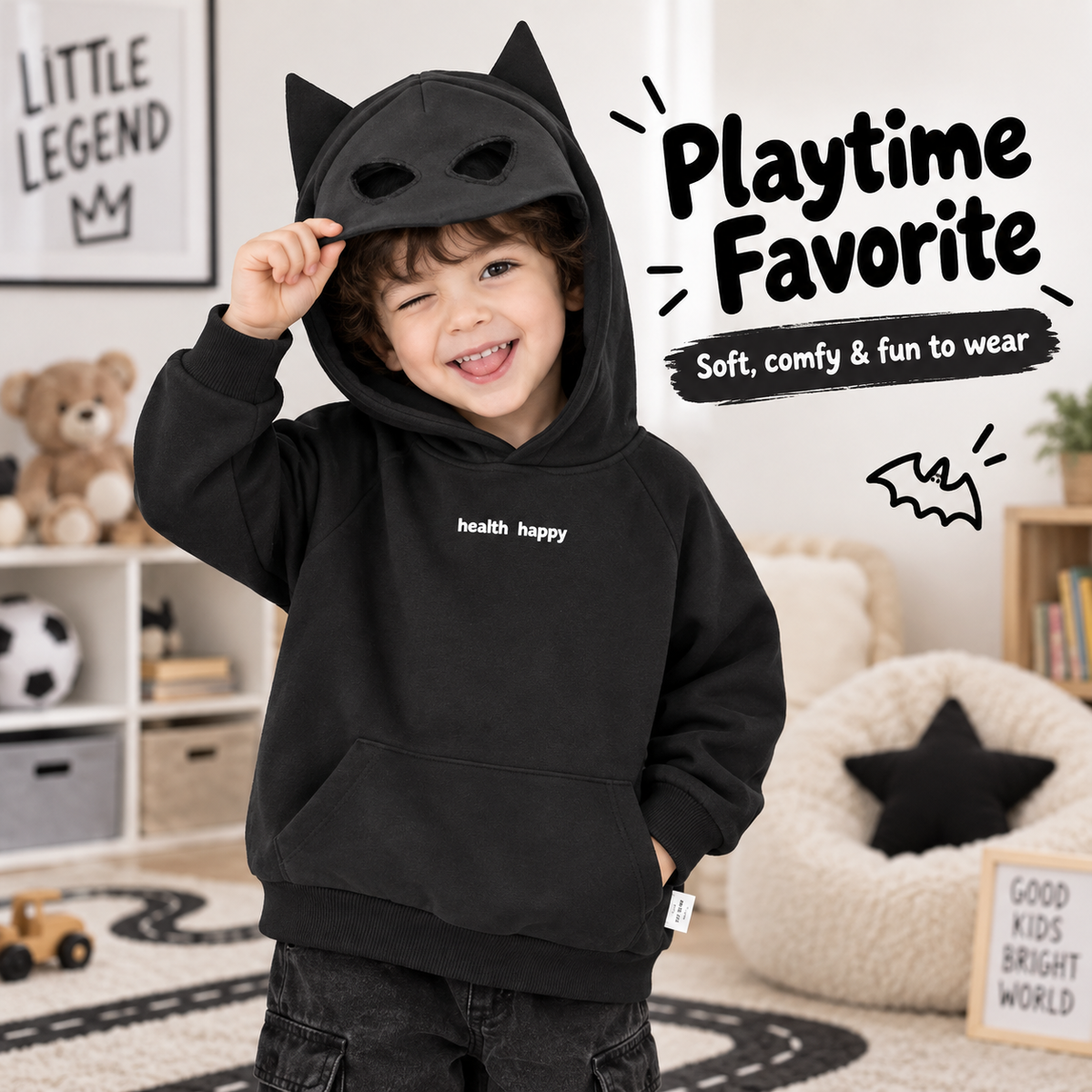 Kids' Bat Ear Hoodie