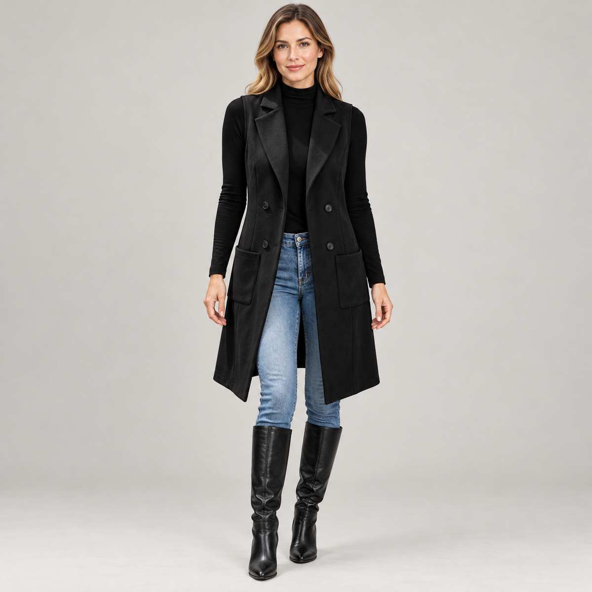 Women’s Vintage Suede-Look Longline Vest