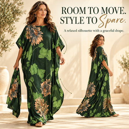 Printed Kaftan Maxi Dress & Matching Scarf Set