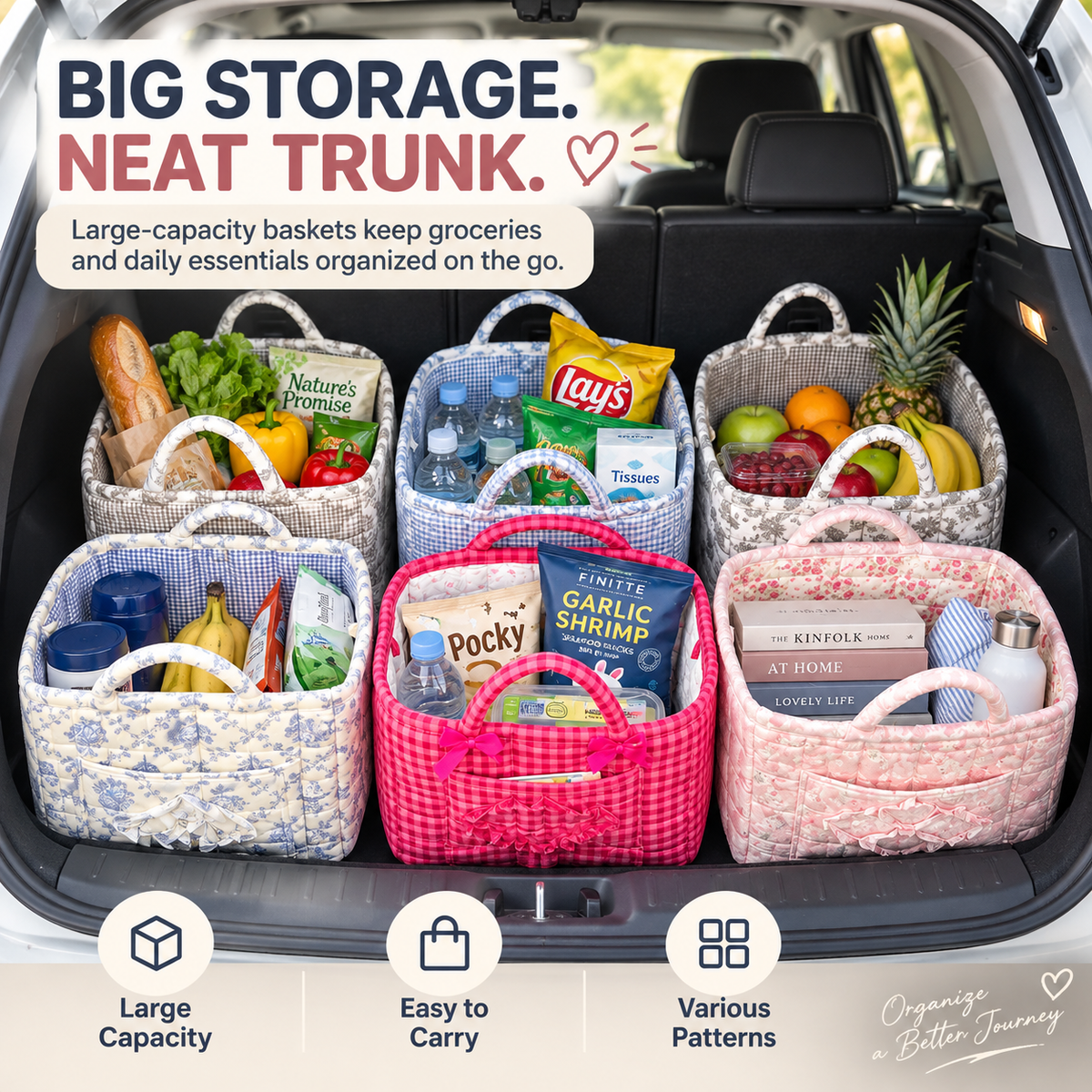 🧺 Large Capacity Multi-Purpose Storage Basket for Car, Home, Travel & Shopping