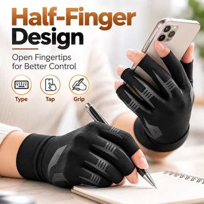 Copper-Infused Half-Finger Compression Gloves