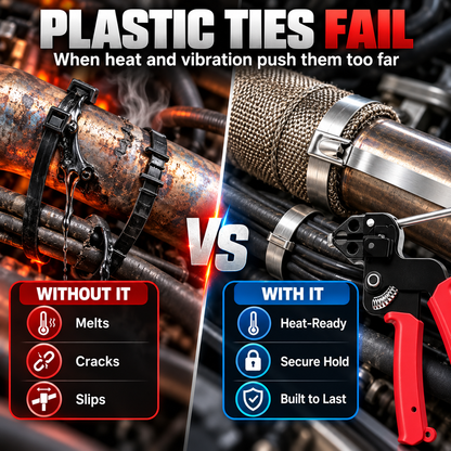 304 Stainless Steel Cable Tie Kit with Tool + 100 Ties