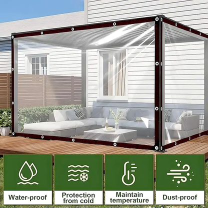 All-Weather Clear Heavy-Duty Outdoor Tarp (7x10 FT) – Tear-Resistant Transparent PE Cover with Reinforced Grommets