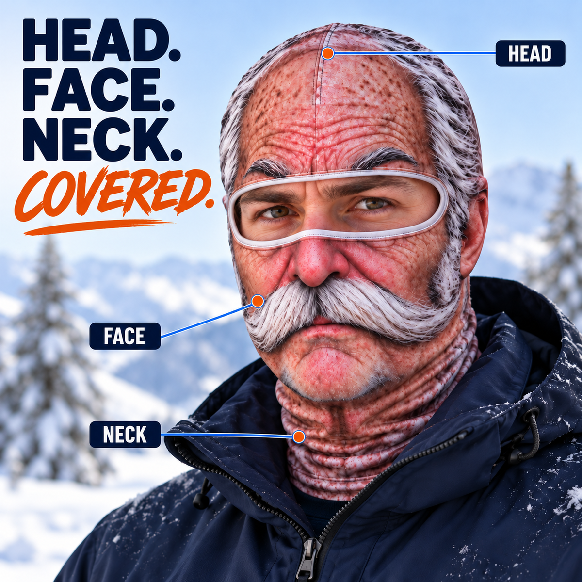❄️ Realistic Print Balaclava, Funny Full Face Ski Mask for Halloween & Winter Sports 👺