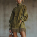 Women's Oversized Fringe Sweatshirt Dress