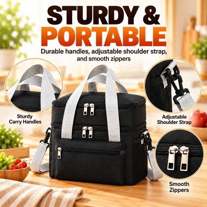 🥪2-in-1 Double-Layer Insulated Lunch Bag – Pack More, Keep It Hot or Cold Longer!✨