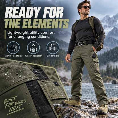 Men's All-Terrain Stretch Utility Cargo Pants - Water-Resistant & Lightweight Outdoor Trousers