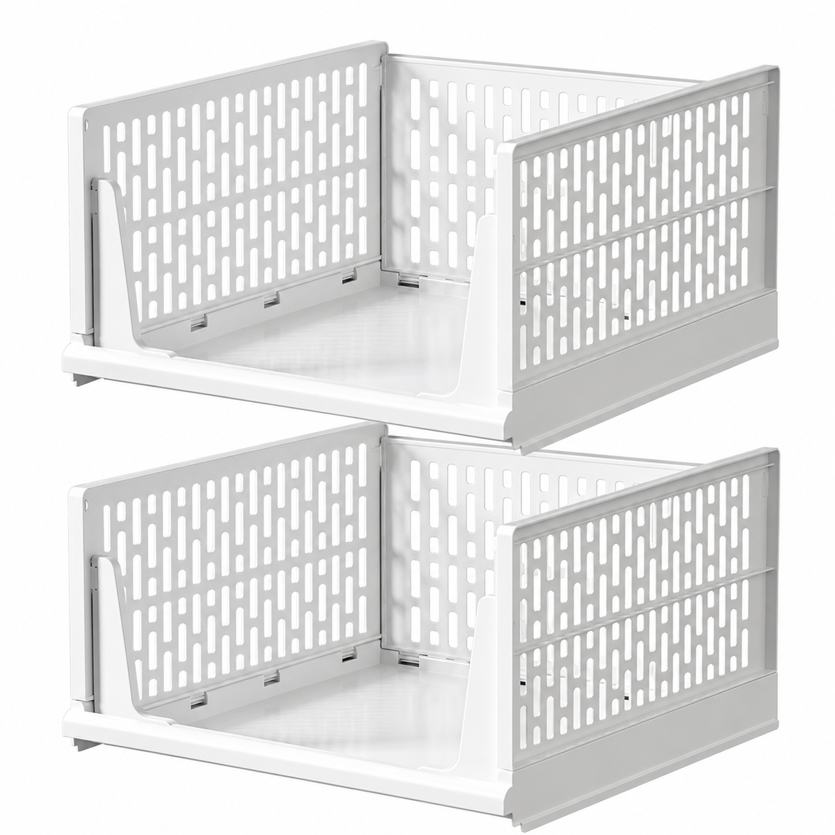 🧺 Stackable & Foldable Storage Basket – Space-Saving Closet Organizer
