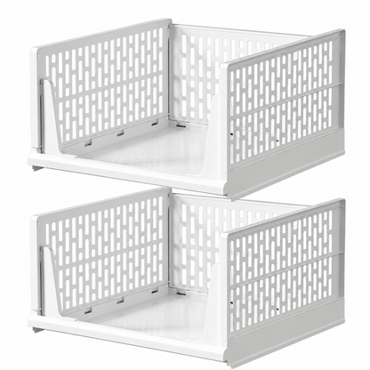 🧺 Stackable & Foldable Storage Basket – Space-Saving Closet Organizer